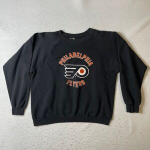 Trench Philadelphia Flyers Sweatshirt Mens Large Black Vintage 1988 NHL Raglan